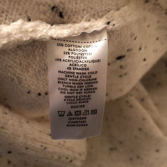 LOFT M Knit Poncho Turtleneck Sweater Ivory Black Specks - Picture 12 of 12